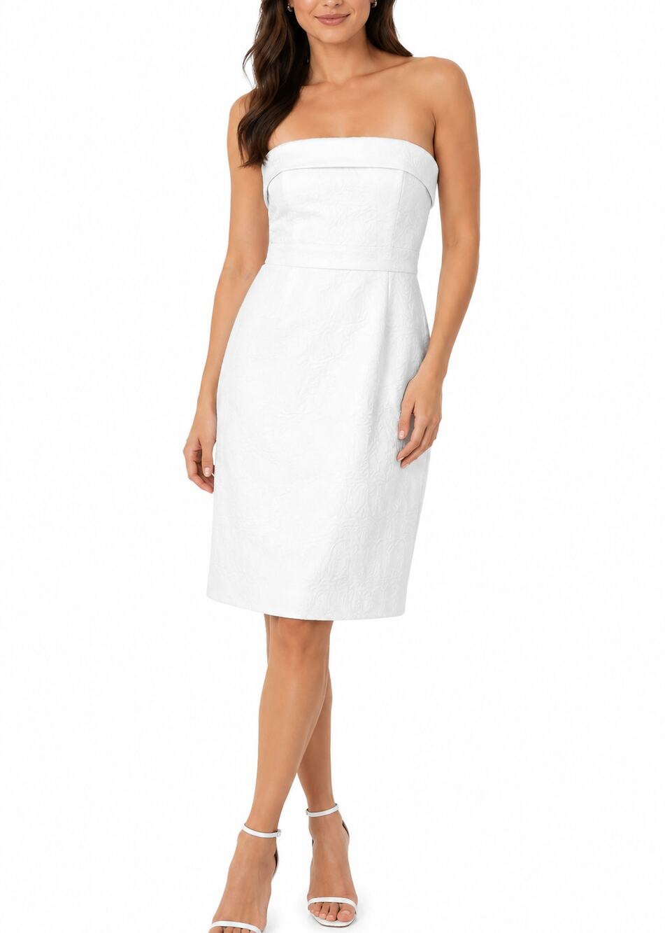 WHBM White Strapless Jacquard Cocktail Dress Bridal Party Size 6 NWT